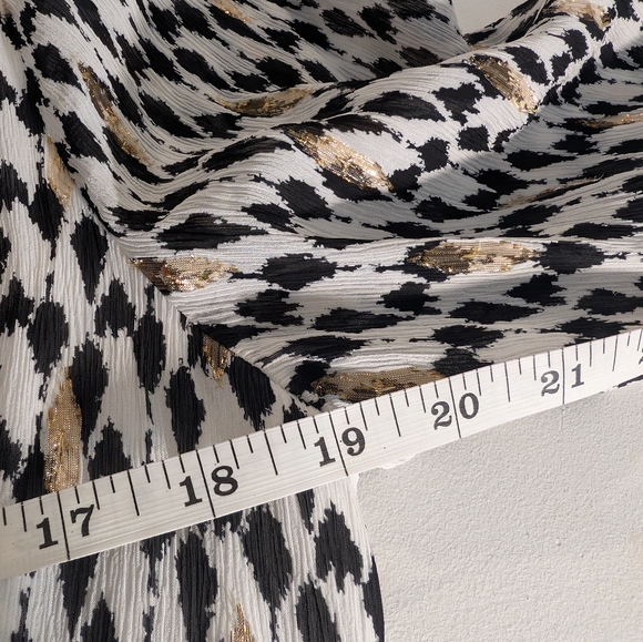 Chico's Boho Black, White And Metallic Gold Geometric Long Sleeve Dress Size 6 - Picture 7 of 10